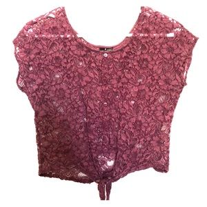 Purple lace tie crop top